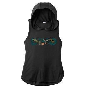 Dino Word Logo Ladies PosiCharge Tri-Blend Wicking Draft Hoodie Tank