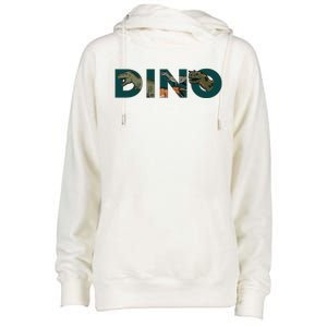 Dino Word Logo Womens Funnel Neck Pullover Hood