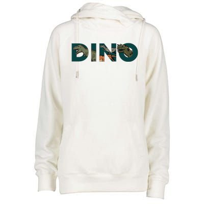 Dino Word Logo Womens Funnel Neck Pullover Hood