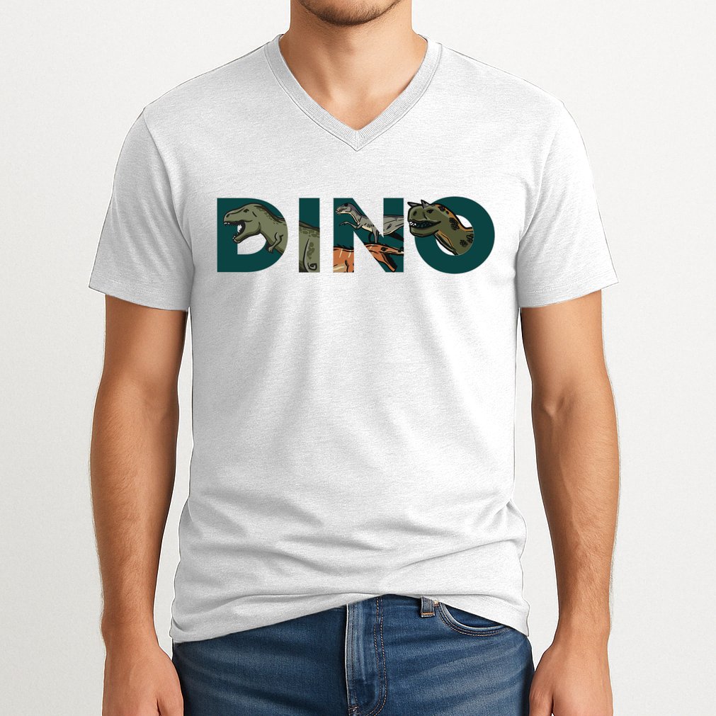 Dino Word Logo V-Neck T-Shirt