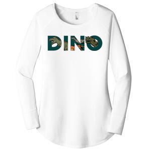 Dino Word Logo Women's Perfect Tri Tunic Long Sleeve Shirt