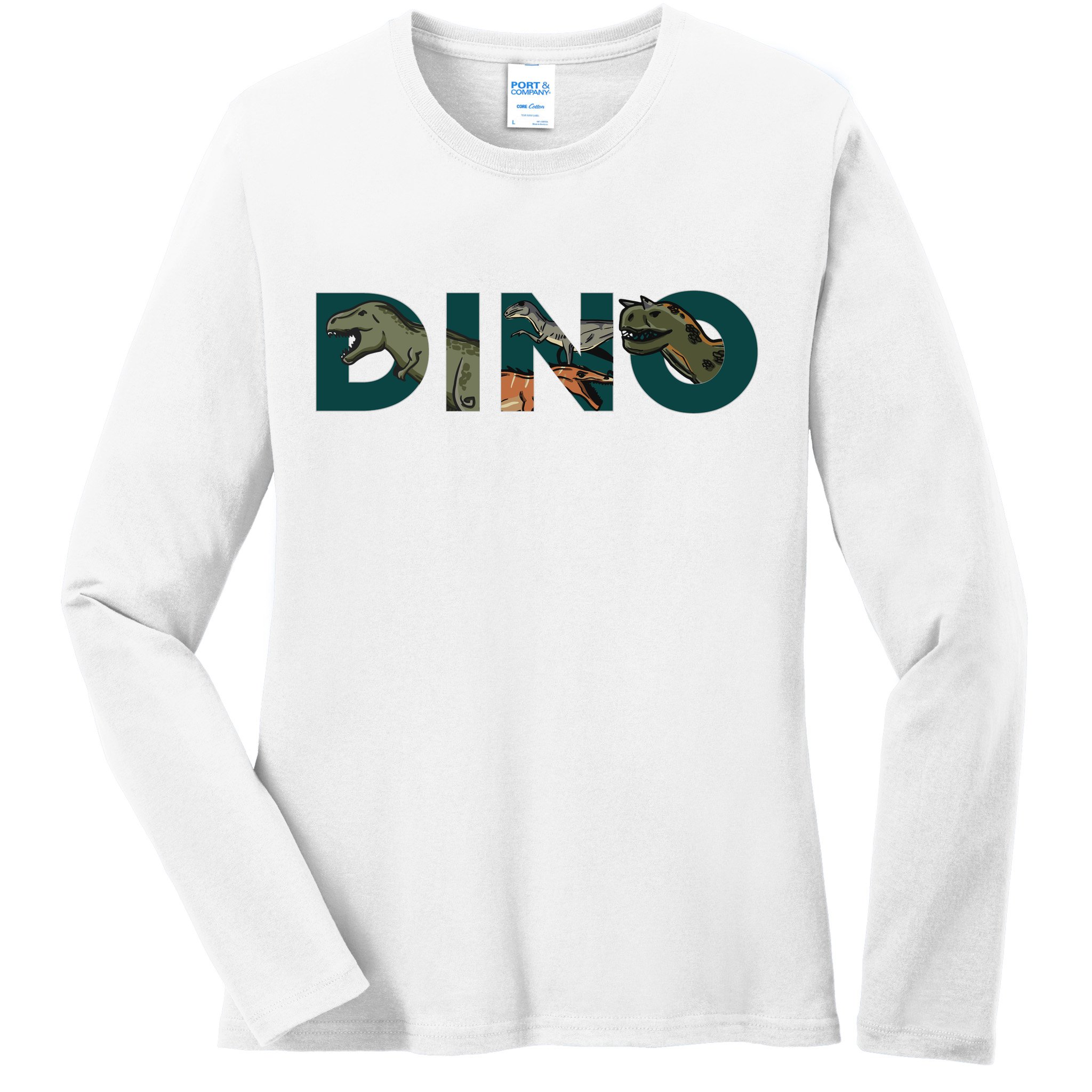 Dino Word Logo Ladies Long Sleeve Shirt