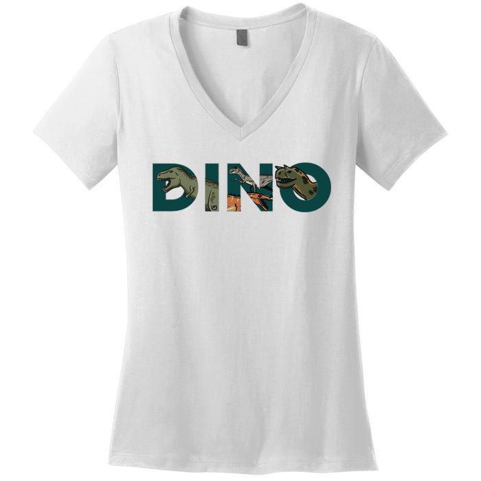 Dino Word Logo Women's V-Neck T-Shirt