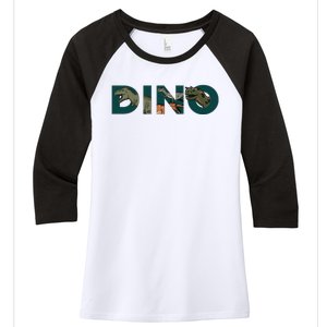 Dino Word Logo Women's Tri-Blend 3/4-Sleeve Raglan Shirt