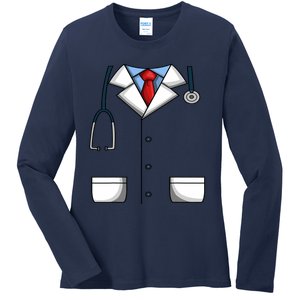 Doctor White Lab Coat Medical Dr. Dress Up Ladies Long Sleeve Shirt