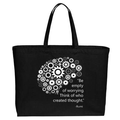 DonT Worry Mind Quote By Rumi Cotton Canvas Jumbo Tote