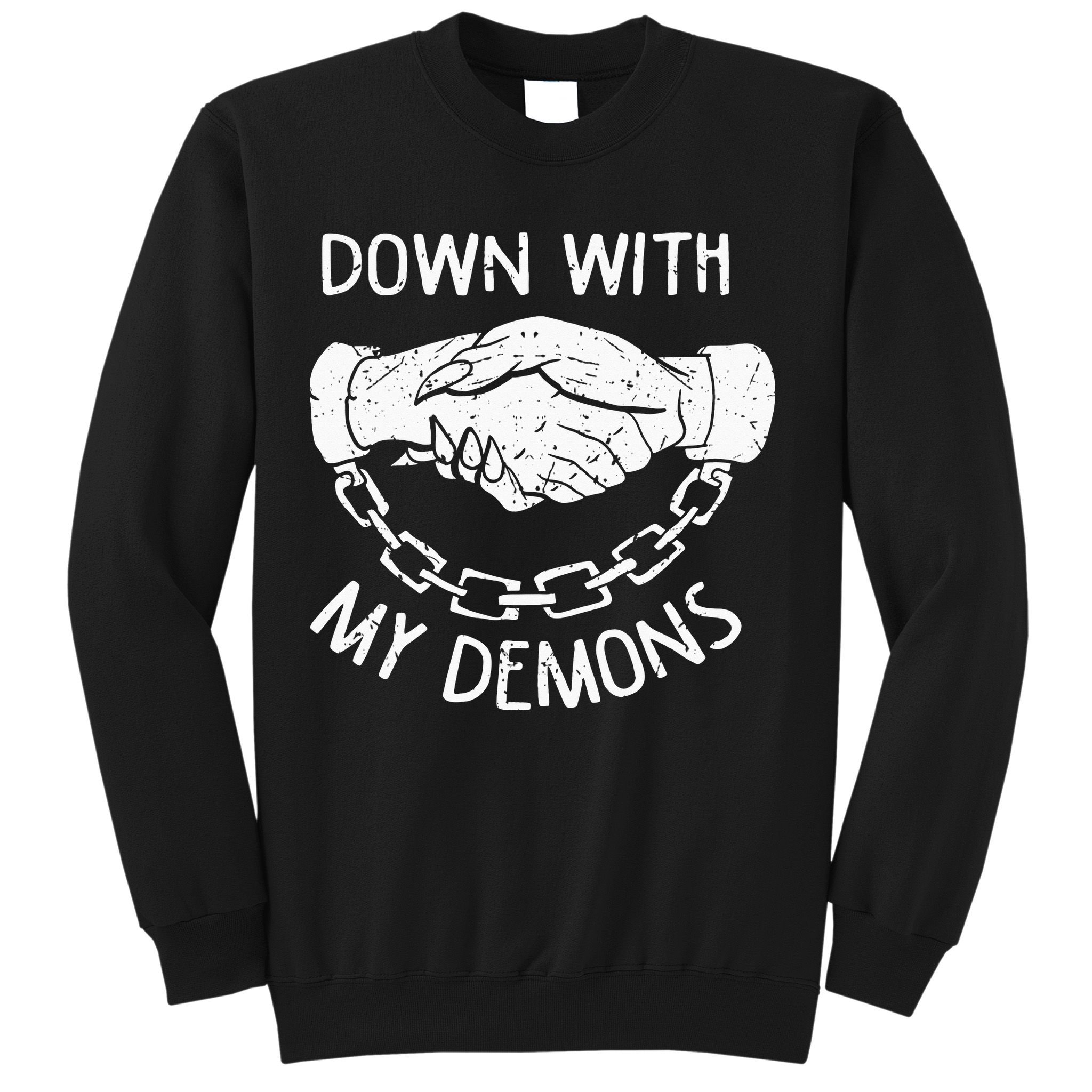 Down With My Demons Deal Handshake Aesthetic Humour Goth Sweatshirt