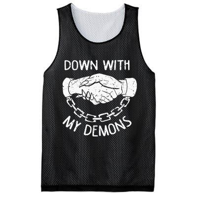 Down With My Demons Deal Handshake Aesthetic Humour Goth Mesh Reversible Basketball Jersey Tank