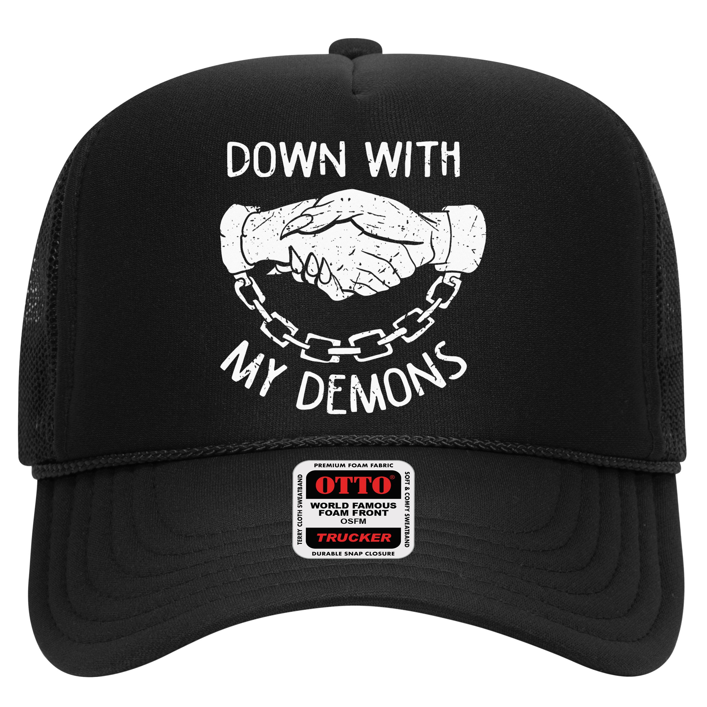 Down With My Demons Deal Handshake Aesthetic Humour Goth Hat