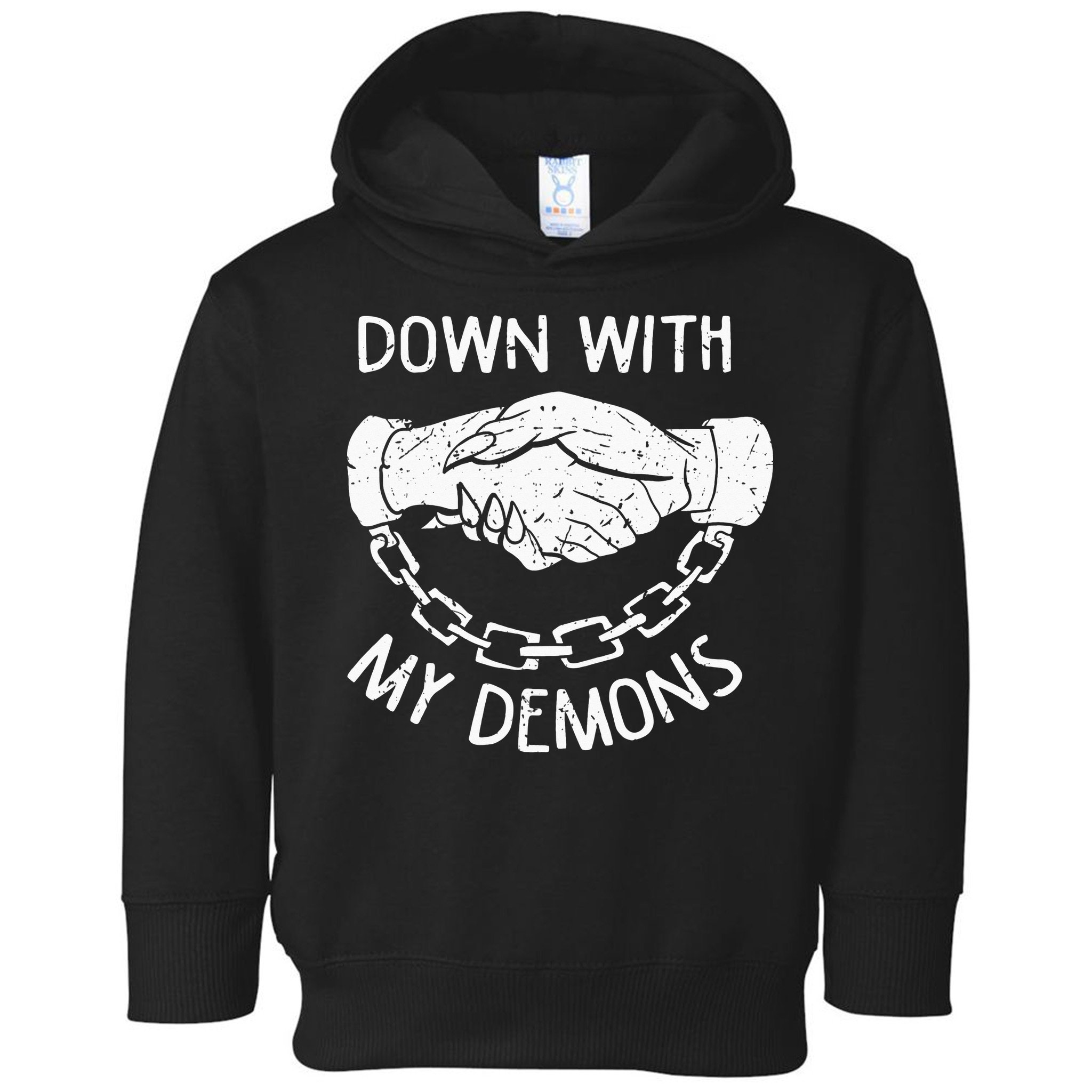Down With My Demons Deal Handshake Aesthetic Humour Goth Toddler Hoodie