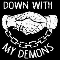 Down With My Demons Deal Handshake Aesthetic Humour Goth Womens T-Shirt