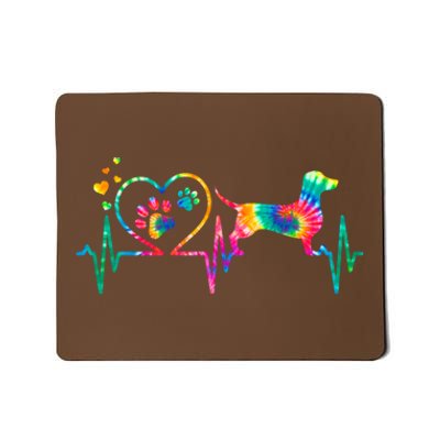 Dachshund Weenie Mom Dad Heartbeat Tie Dye Dog Mousepad