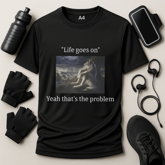 Depressed Wolf Meme Cooling Performance Crew T-Shirt