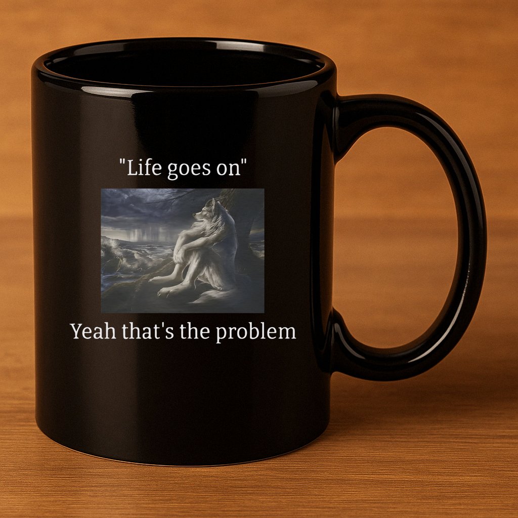 Depressed Wolf Meme 11oz C Handle Ceramic Mug