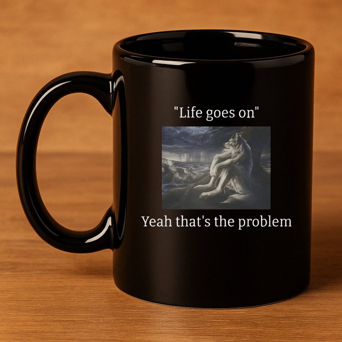 Depressed Wolf Meme 11oz C Handle Ceramic Mug