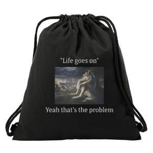 Depressed Wolf Meme Drawstring Bag