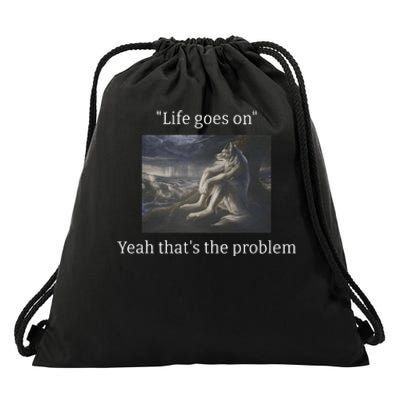 Depressed Wolf Meme Drawstring Bag