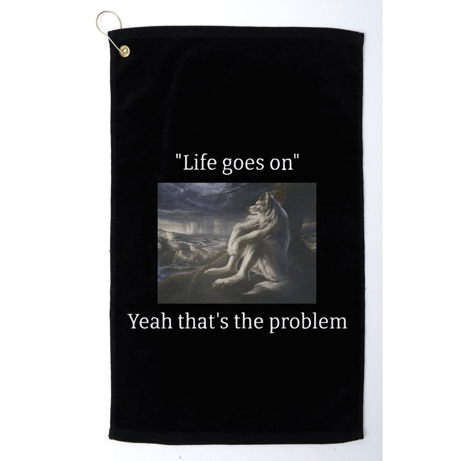 Depressed Wolf Meme Golf Towel