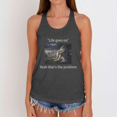 Depressed Wolf Meme Women's Knotted Racerback Tank