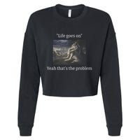 Depressed Wolf Meme Cropped Pullover Crew