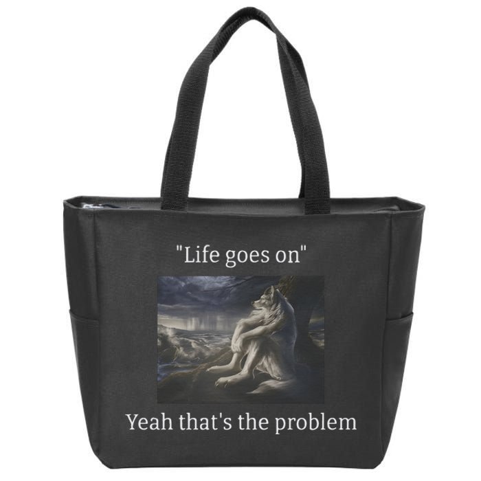 Depressed Wolf Meme Zip Tote Bag