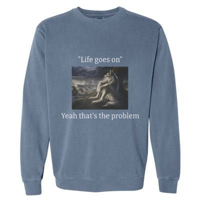 Depressed Wolf Meme Garment-Dyed Sweatshirt