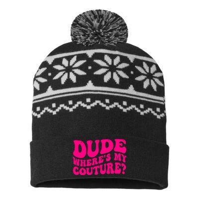 Dude Wheres My Couture Trending Sarcastic Funny Saying USA-Made Snowflake Beanie