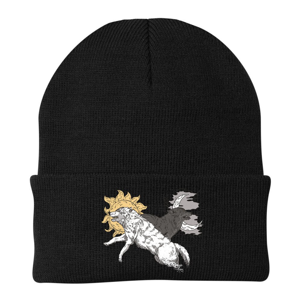 Double Wolf Moon Sun Beanie