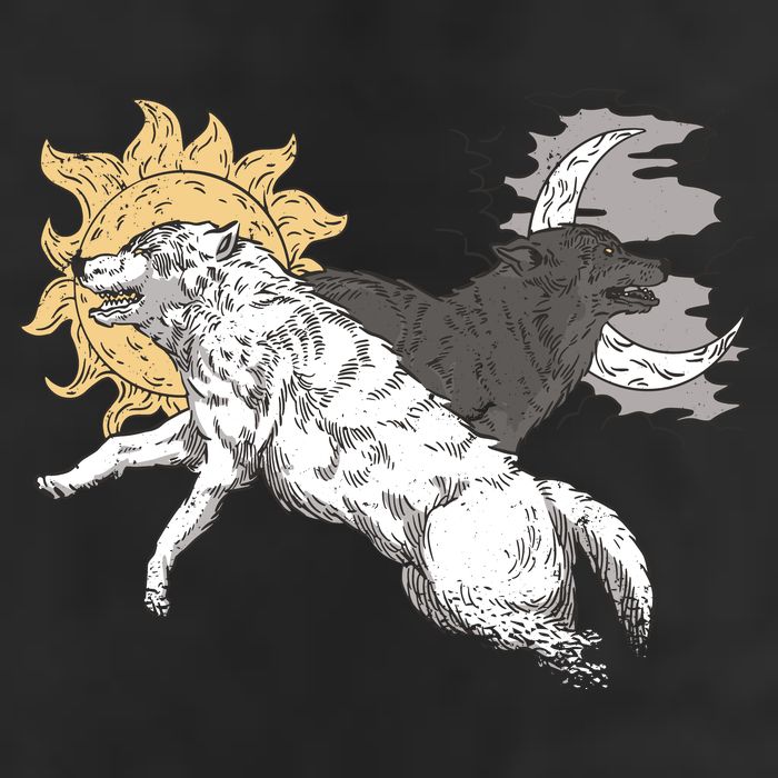 Double Wolf Moon Sun Beanie