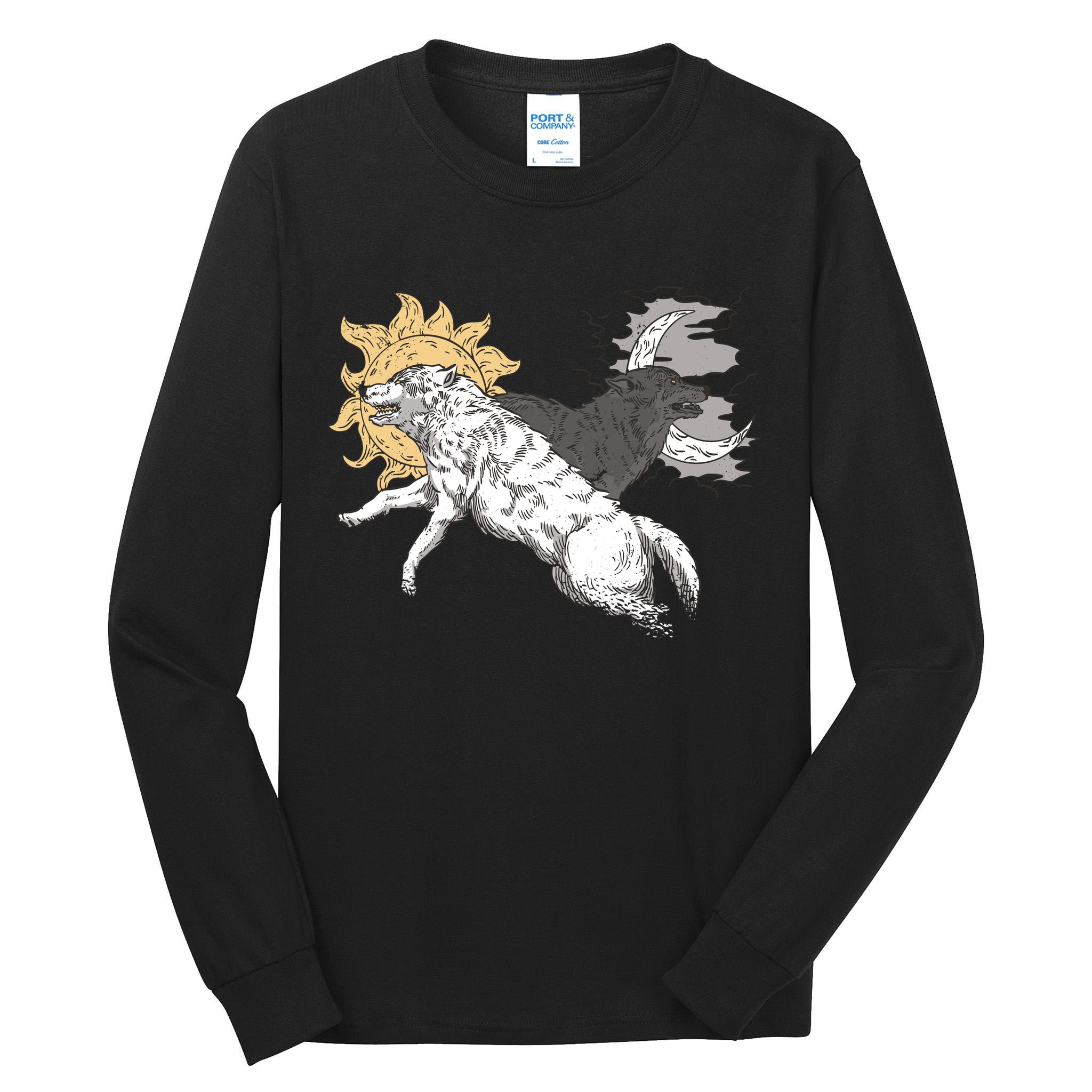 Double Wolf Moon Sun Tall Long Sleeve T-Shirt