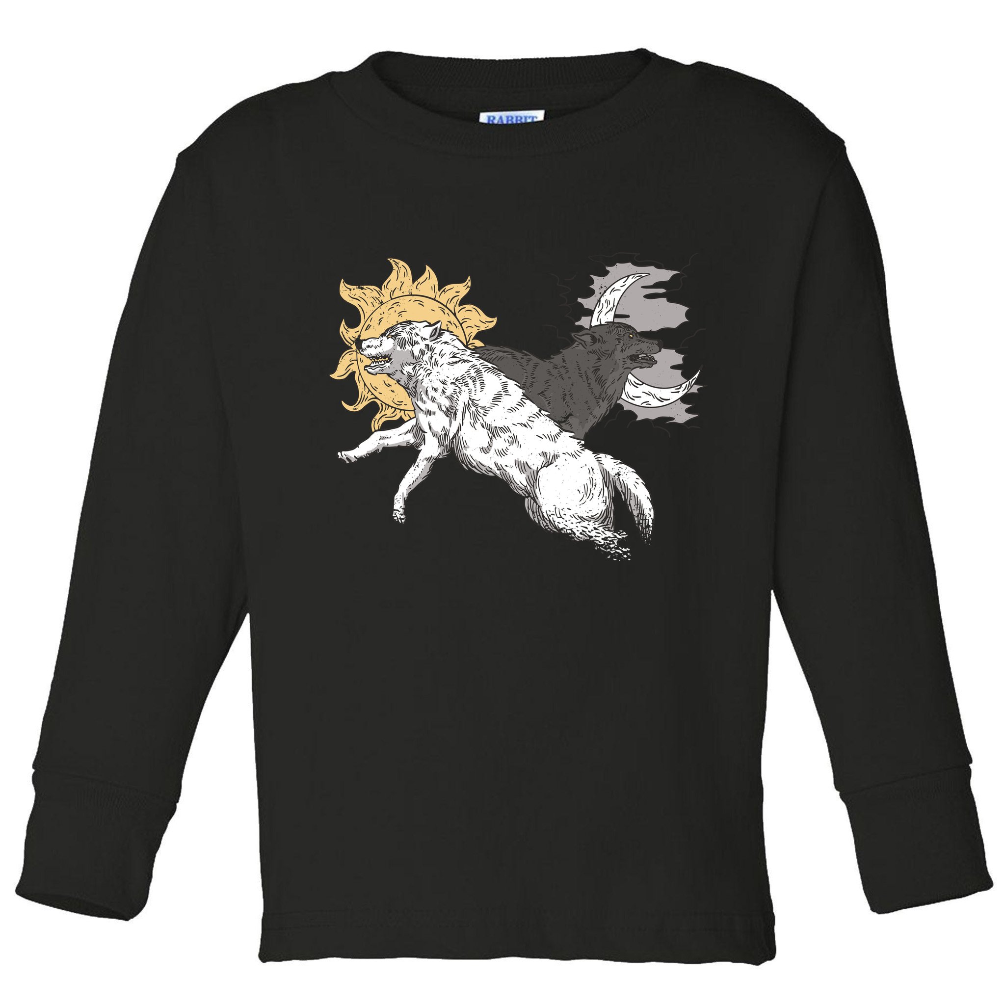 Double Wolf Moon Sun Toddler Long Sleeve Shirt