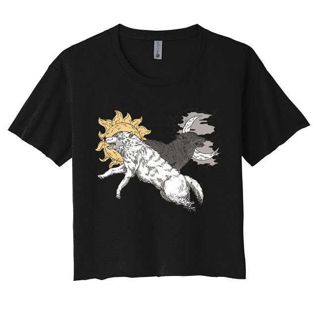 Double Wolf Moon Sun Crop Top