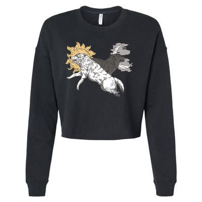 Double Wolf Moon Sun Cropped Pullover Crew