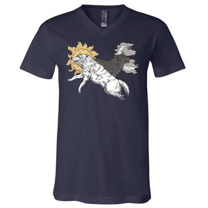 Double Wolf Moon Sun V-Neck T-Shirt