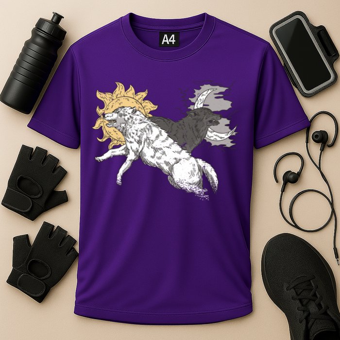 Double Wolf Moon Sun Cooling Performance Crew T-Shirt