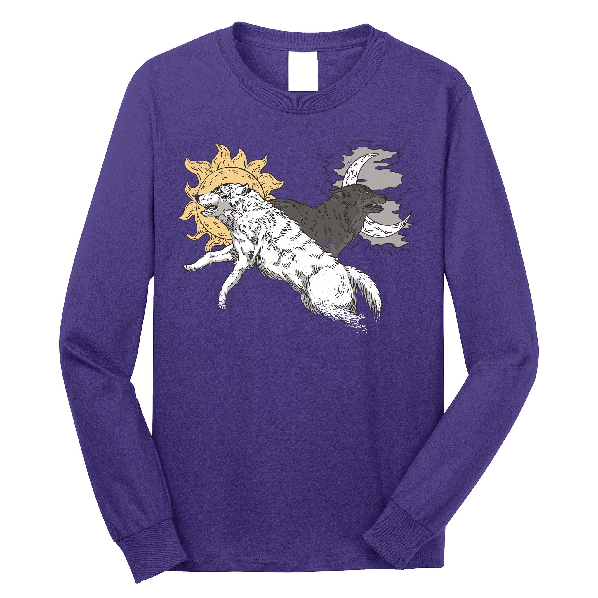 Double Wolf Moon Sun Long Sleeve Shirt