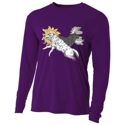 Double Wolf Moon Sun Cooling Performance Long Sleeve Crew