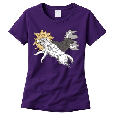 Double Wolf Moon Sun Womens T-Shirt