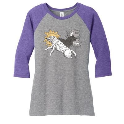 Double Wolf Moon Sun Women's Tri-Blend 3/4-Sleeve Raglan Shirt