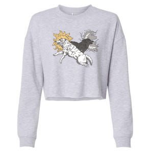 Double Wolf Moon Sun Cropped Pullover Crew