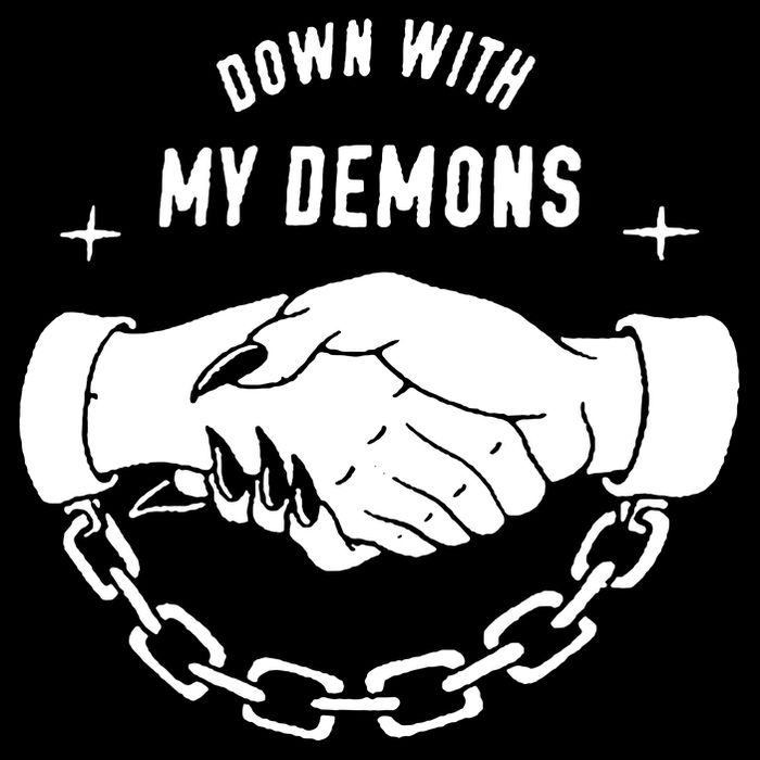 Down With My Demons Stripe Pom Pom Beanie