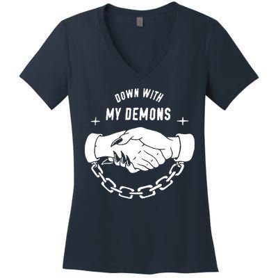 Down With My Demons Women's V-Neck T-Shirt