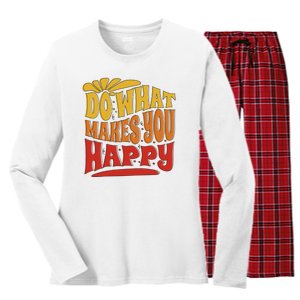 Do What Makes You Happy Positive Quote Women's Long Sleeve Flannel Pajama Set 