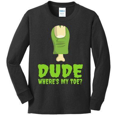 Dude Wheres My Toe Funny Zombie Amputation Leg Ampu Kids Long Sleeve Shirt