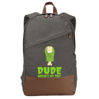 Dude Wheres My Toe Funny Zombie Amputation Leg Ampu Cotton Canvas Backpack