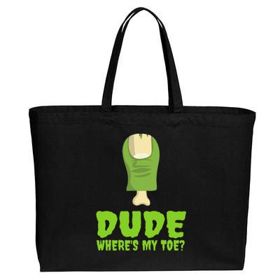 Dude Wheres My Toe Funny Zombie Amputation Leg Ampu Cotton Canvas Jumbo Tote