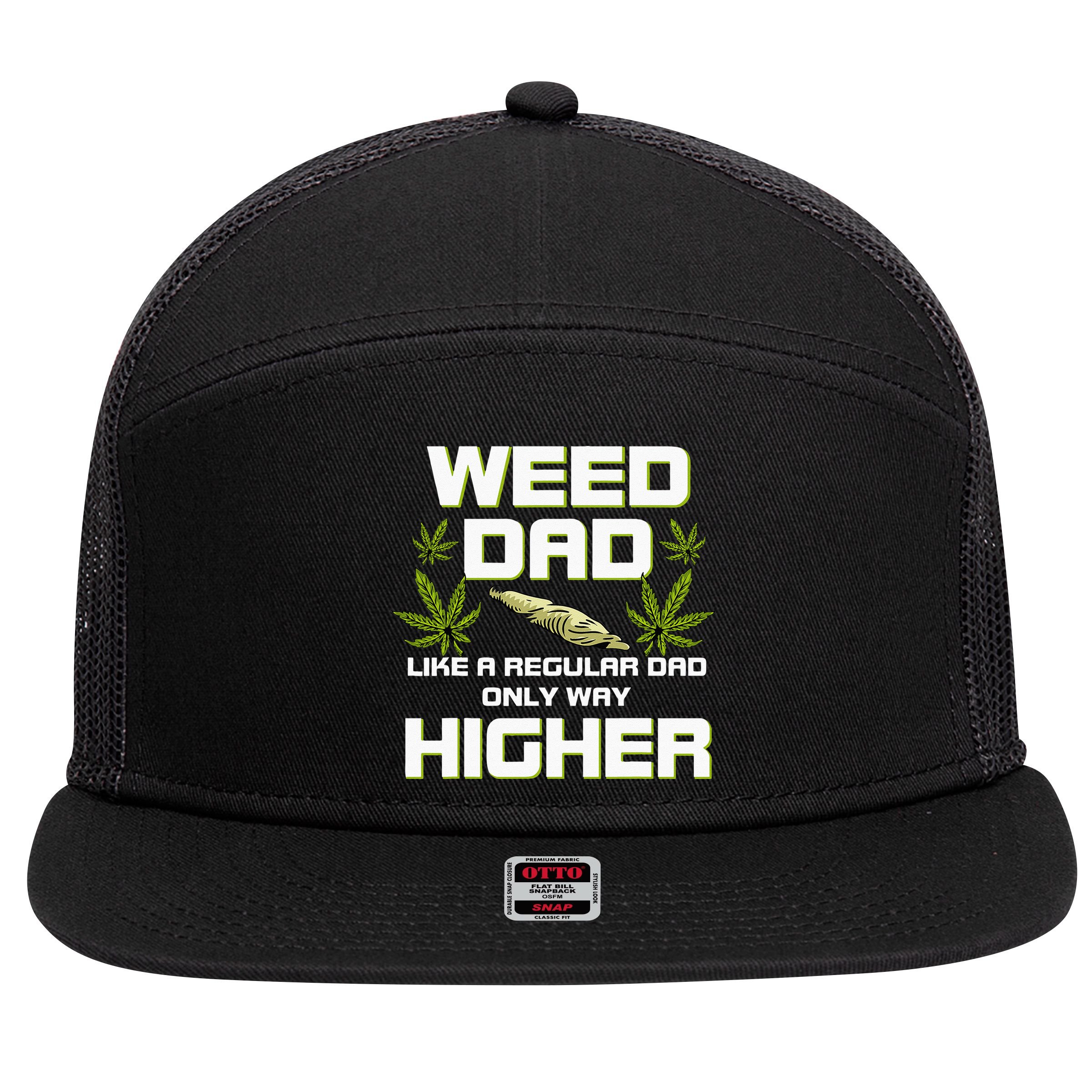 Dad Weed Marijuana Funny 420 Cannabis Gift Fathers Day 7 Panel Mesh Trucker Snapback Hat