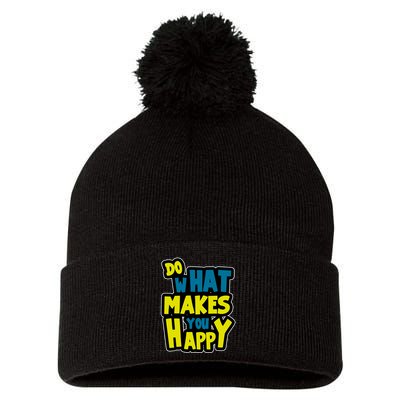 Do What Makes You Happy Postive Quote Pom Pom 12in Knit Beanie