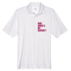 Dude WhereS My Couture Funny Couture Men's Origin Performance Pique Polo