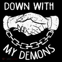 Down With My Demons Deal Handshake Aesthetic Humour Goth T-Shirt